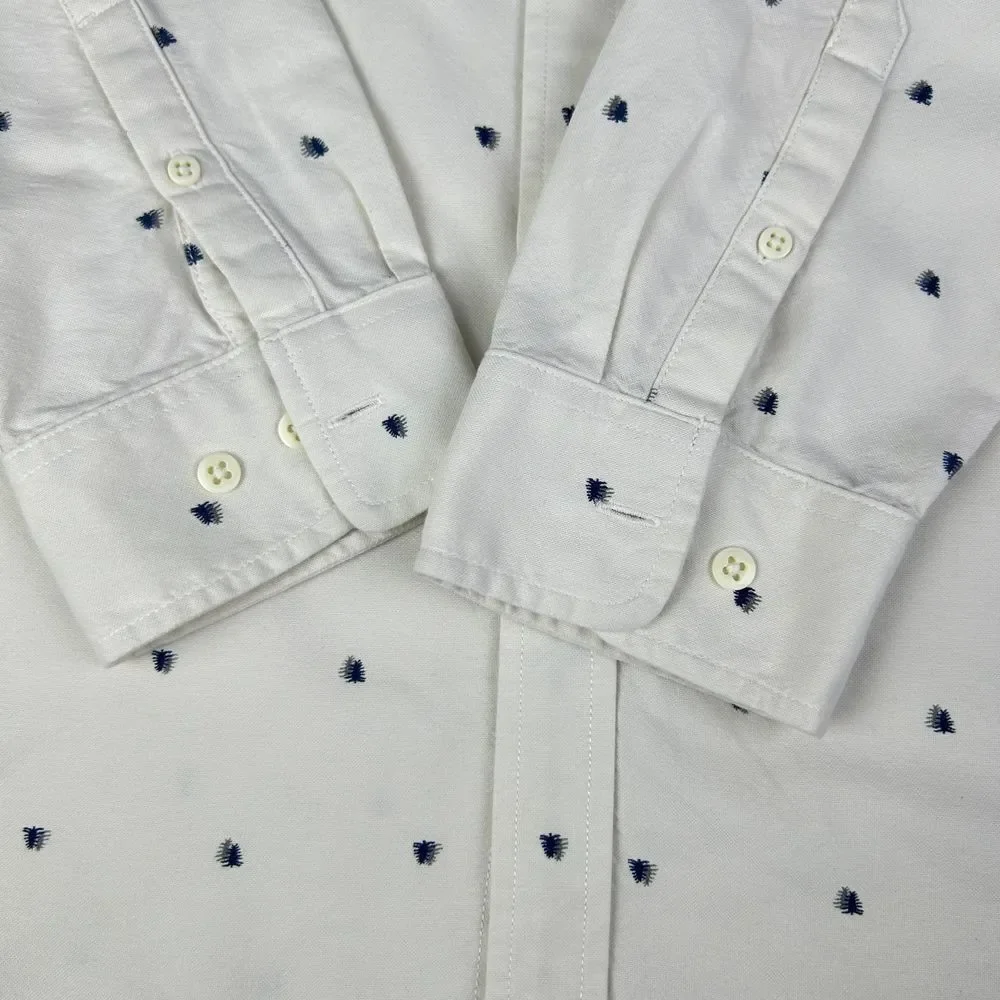The North Face Men's White Tree‎ Print Cotton Long Sleeve Button-Up Shirt Large